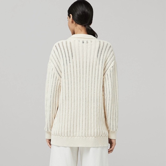 Rag & Bone Adrienne Relaxed Cardigan Sweater Button Front Midweight Ivory M NWT - Picture 2 of 8